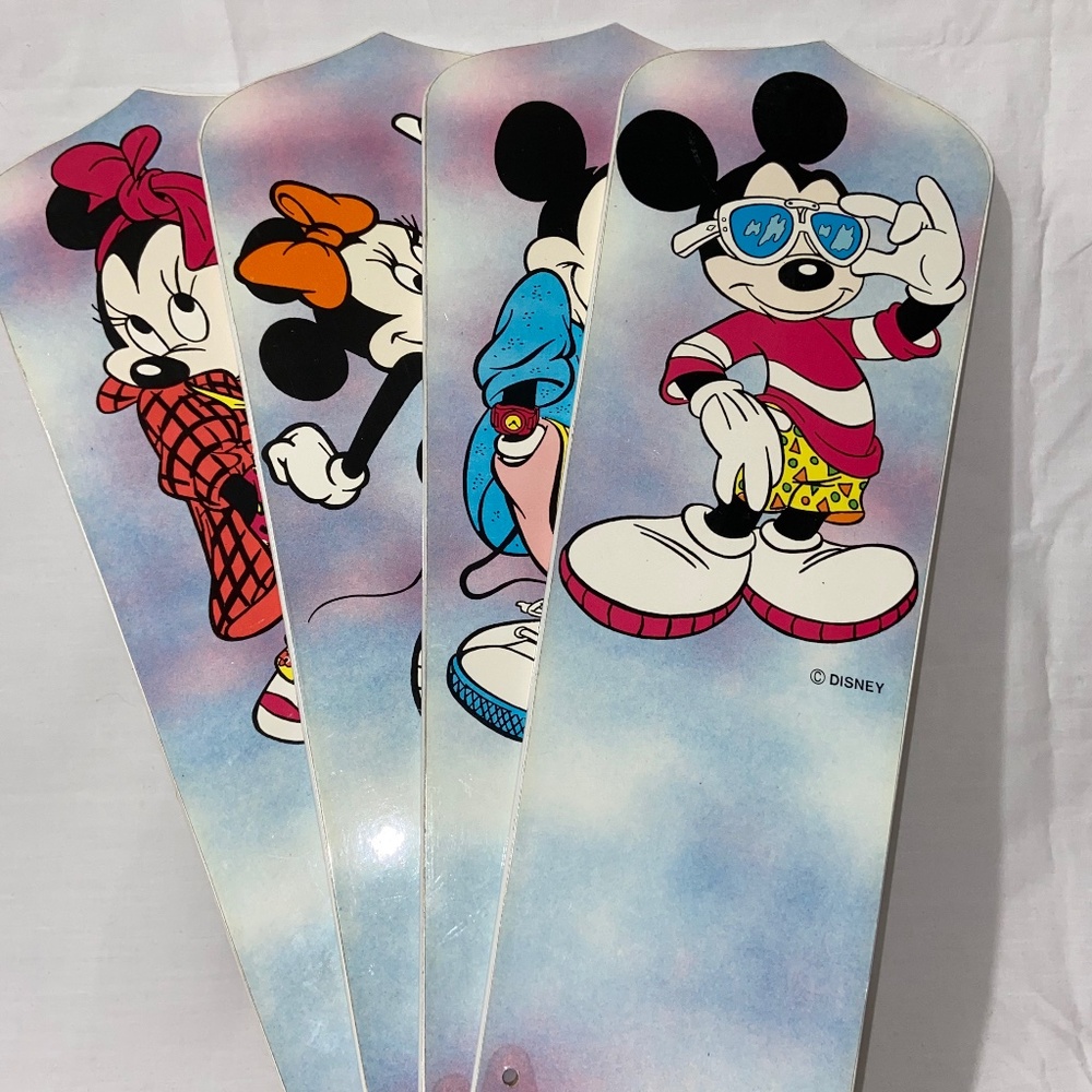 Vintage Disney Mickey And Minnie Mouse 4 Ceiling Fan Blades